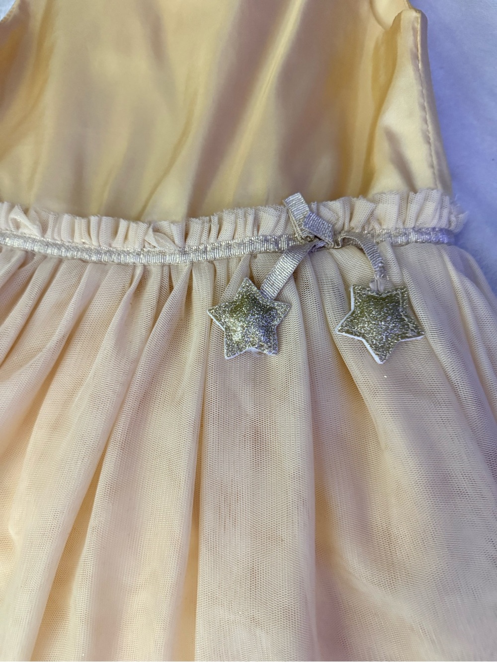 H&M Pale Yellow Tulle Dress with Glitter Star Charms